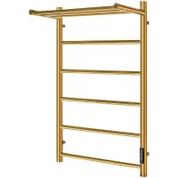 Электрический полотенцесушитель Stout Jazz Round 80*50 Золотой Хром 585 с полкой