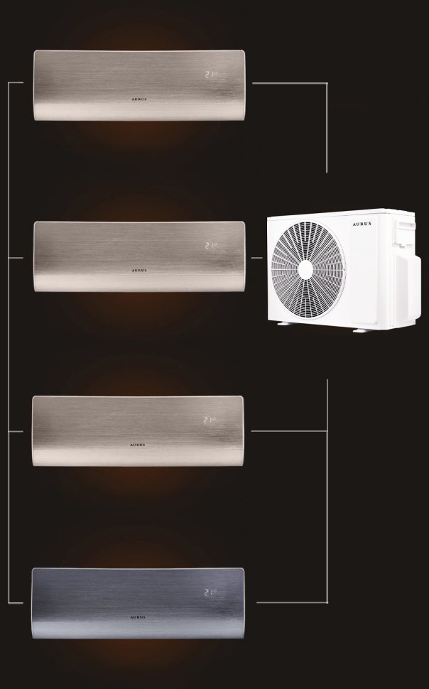 Мульти сплит-система на 4 комнаты 25+25+25+25 м2 AURUS ADI/in-09HN8/GOLD*3+ADI/in-09HN8/BLACK/ADMI/out-36H4N8 D Series