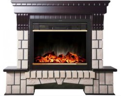 Каминокомплект Interflame Экстер темный дуб с очагом Jupiter GLS LED Brass