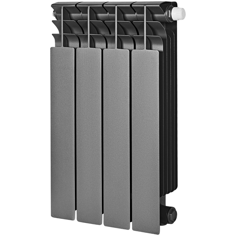 Биметаллический радиатор отопления Stout Titan Ventil 500 4 секции графит RAL 7024