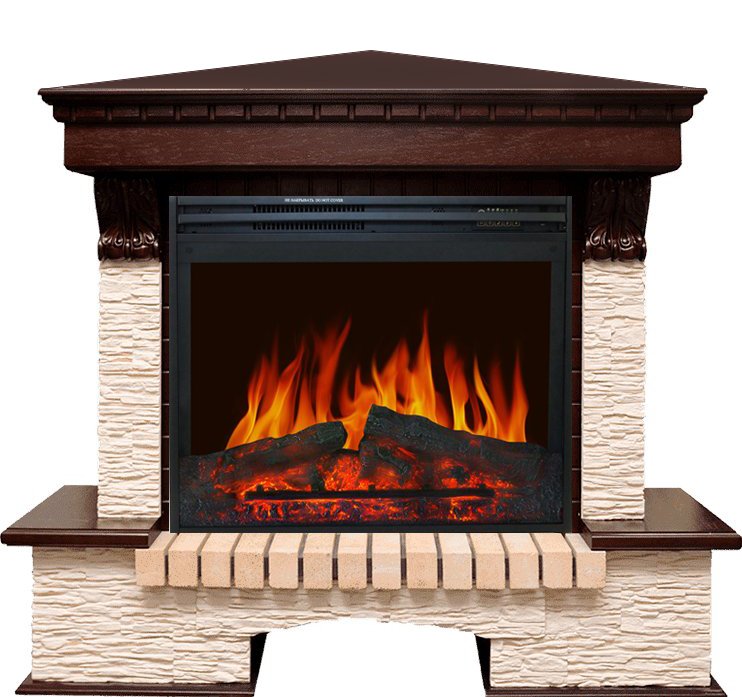 Каминокомплект Royal Flame Pierre Luxe угловой мелкий сланец бежевый c очагом Jupiter FX New