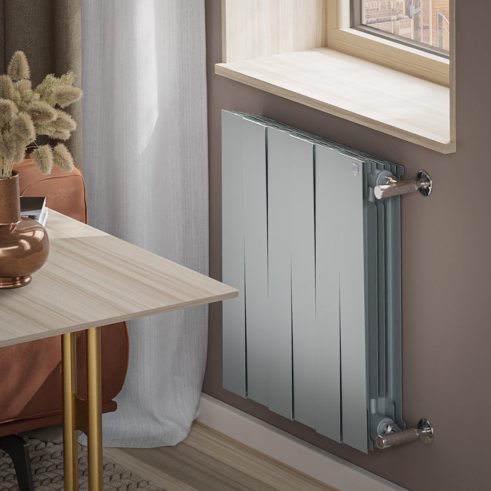 Биметаллический радиатор отопления Royal Thermo PianoForte 500 серебристый 10 секций