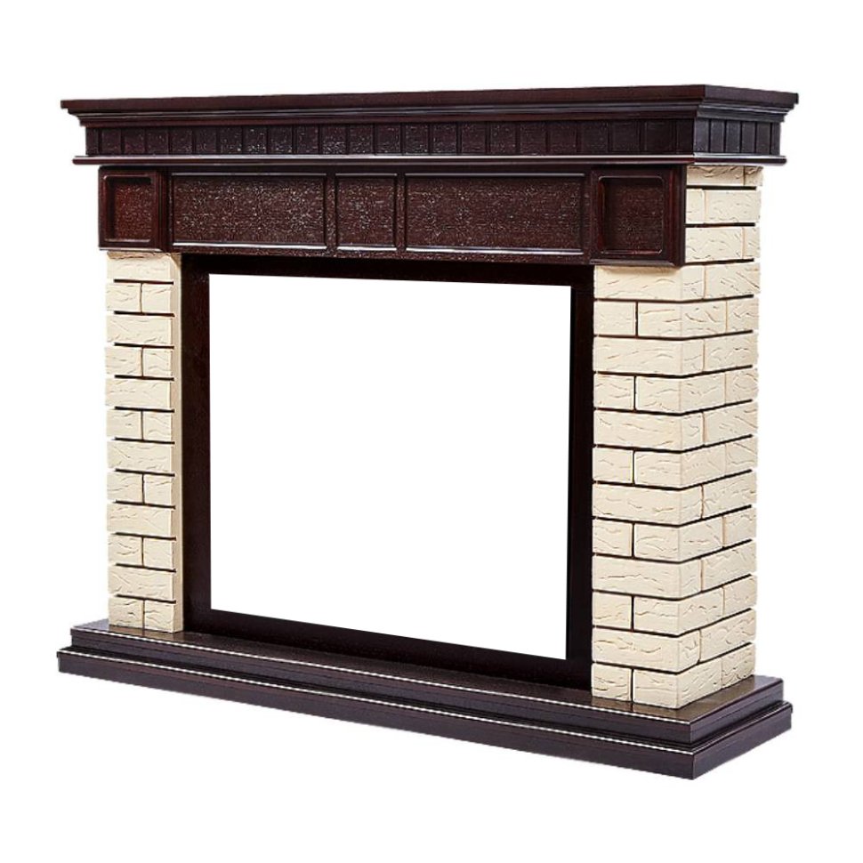 Портал Firelight Bricks 30 камень бежевый/шпон темный дуб