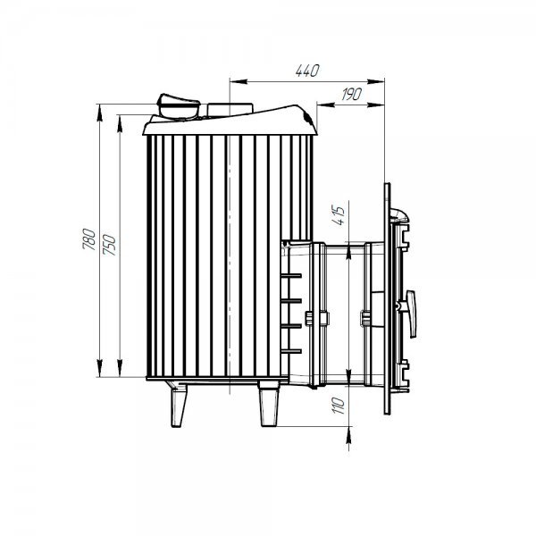 Печь банная PROMetall Атмосфера L в ламелях Окаменевшее дерево наборный рисунок