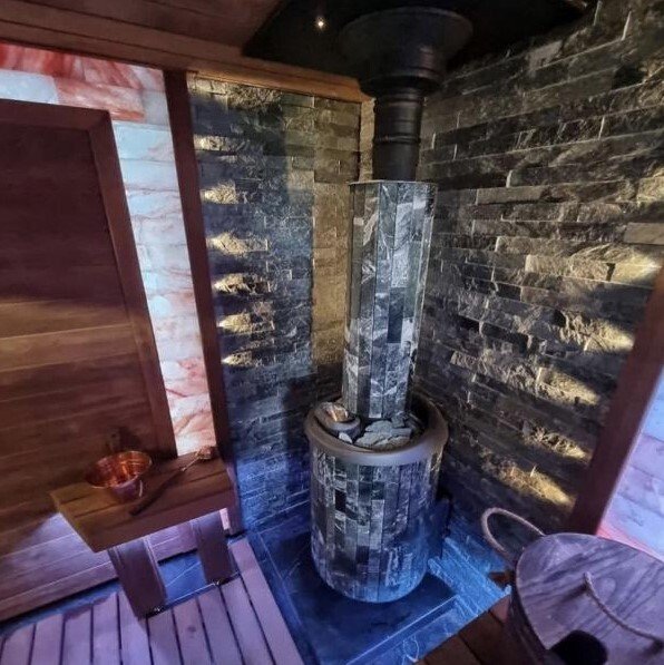 Печь банная PROMetall Атмосфера L в ламелях Змеевик наборный рисунок