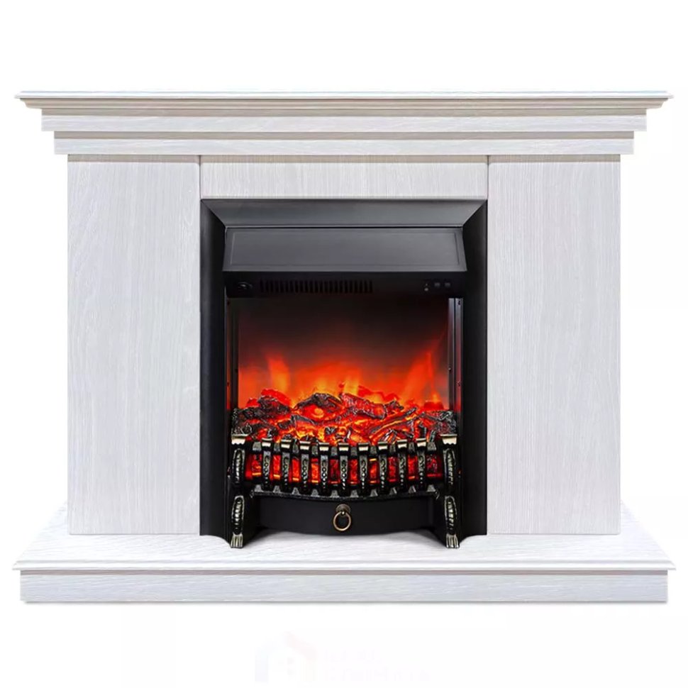 Каминокомплект Хорошие Камины Марс с очагом RealFlame Fobos Lux Black белое дерево