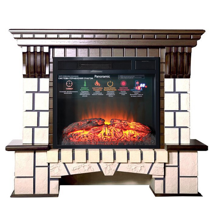 Каминокомплект Interflame Экстер М средний дуб с очагом Foton 23 LED FX