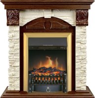 Каминокомплект Royal Flame Dublin (Разборный) с очагом Fobos FX Brass орех каньон/сланец