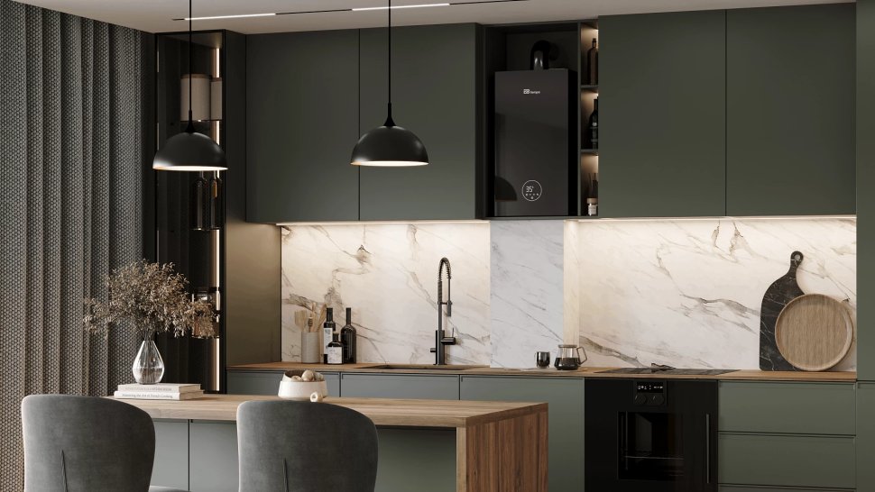 Настенный газовый котел E8 tempo GHA32V (стеклянная панель серый графит)