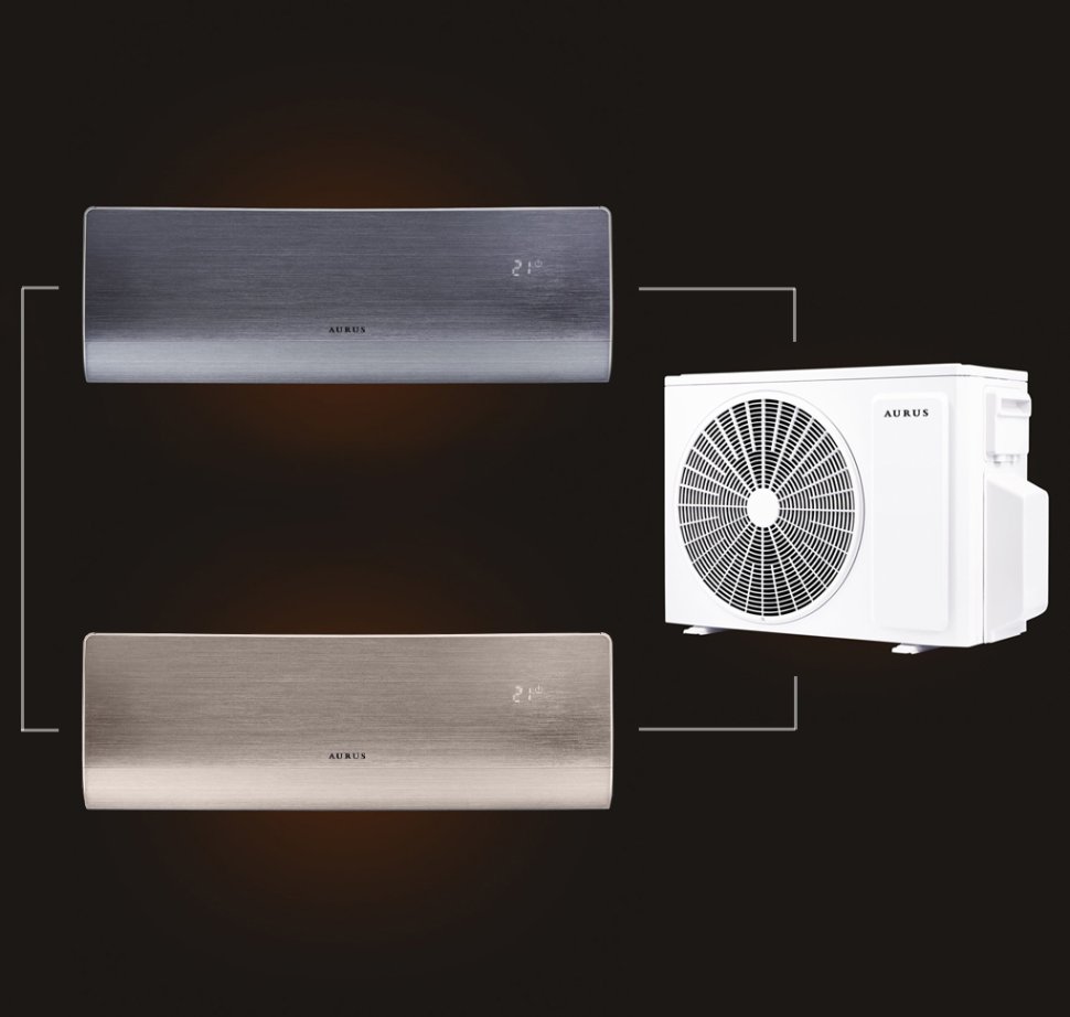 Мульти сплит-система на 2 комнаты 35+35 м2 AURUS ADI/in-12HN8/BLACK+ADI/in-12HN8/GOLD/ADMI/out-24H3N8 D Series